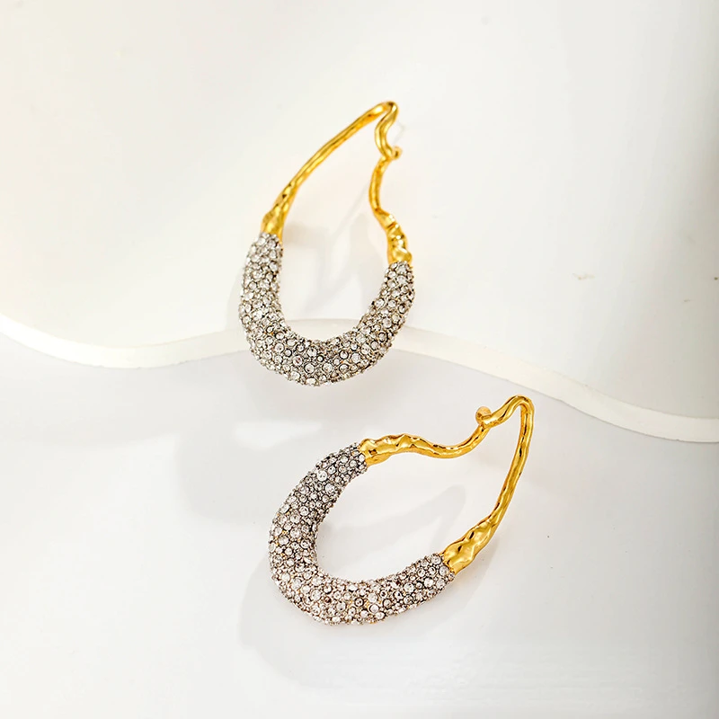 Spanish Niche Design Geometric Simple Earrings High Sense Copper Plated Two-Color Collision Designer New Earrings for Women