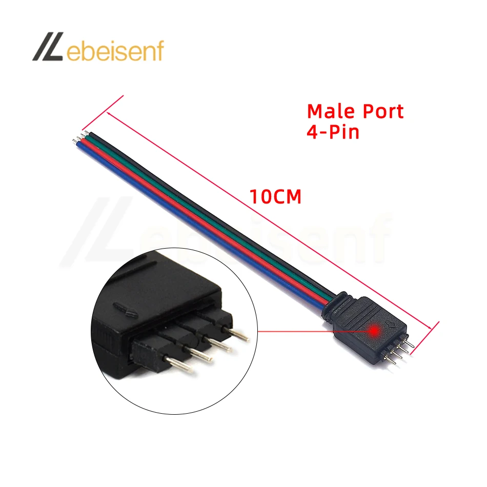 10 Pcs/Pack LED Colorful Light Strip 4-Pin RGB Connection Head Lamp Bar connector RGBW Tape 5-Pin Male and Female Connector Wire