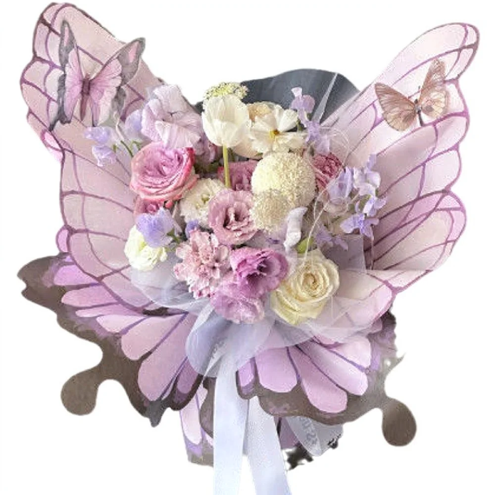 Art Paper Butterfly Wing Bouquet Wrapper Floral Supplies For Birthday Wedding Festival Decorative Wrapping