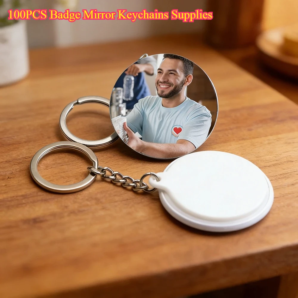 

100 шт., зеркальные брелки для бейджей, принадлежности-новые наборы значков на пуговицах для изготовления машин, поделок