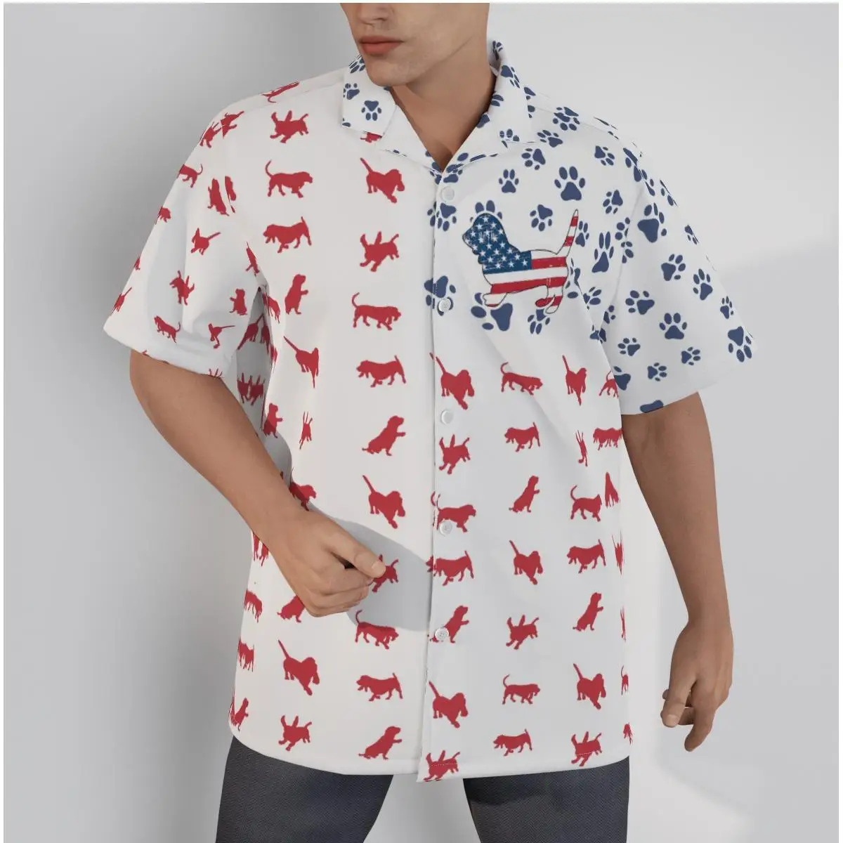 Men's Hawaiian Shirt White Horse with Rose Cool Print Beach Short Sleeve Summer Casual Button Up Patchwork Tops 3D Shirts