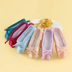 Mini Ballet Shoes Keychain Pointe Shoes Keyrings Handmade Pointe Shoe Charm Bag Penddant Gift for Dance Lovers