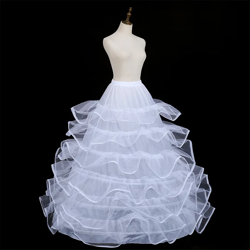 Real Photo Puffy 6 Hoops Petticoat Underskirt Crinolines Rockabilly Petticoat for Wedding Evening Dress Jupon Cerceau Mariage