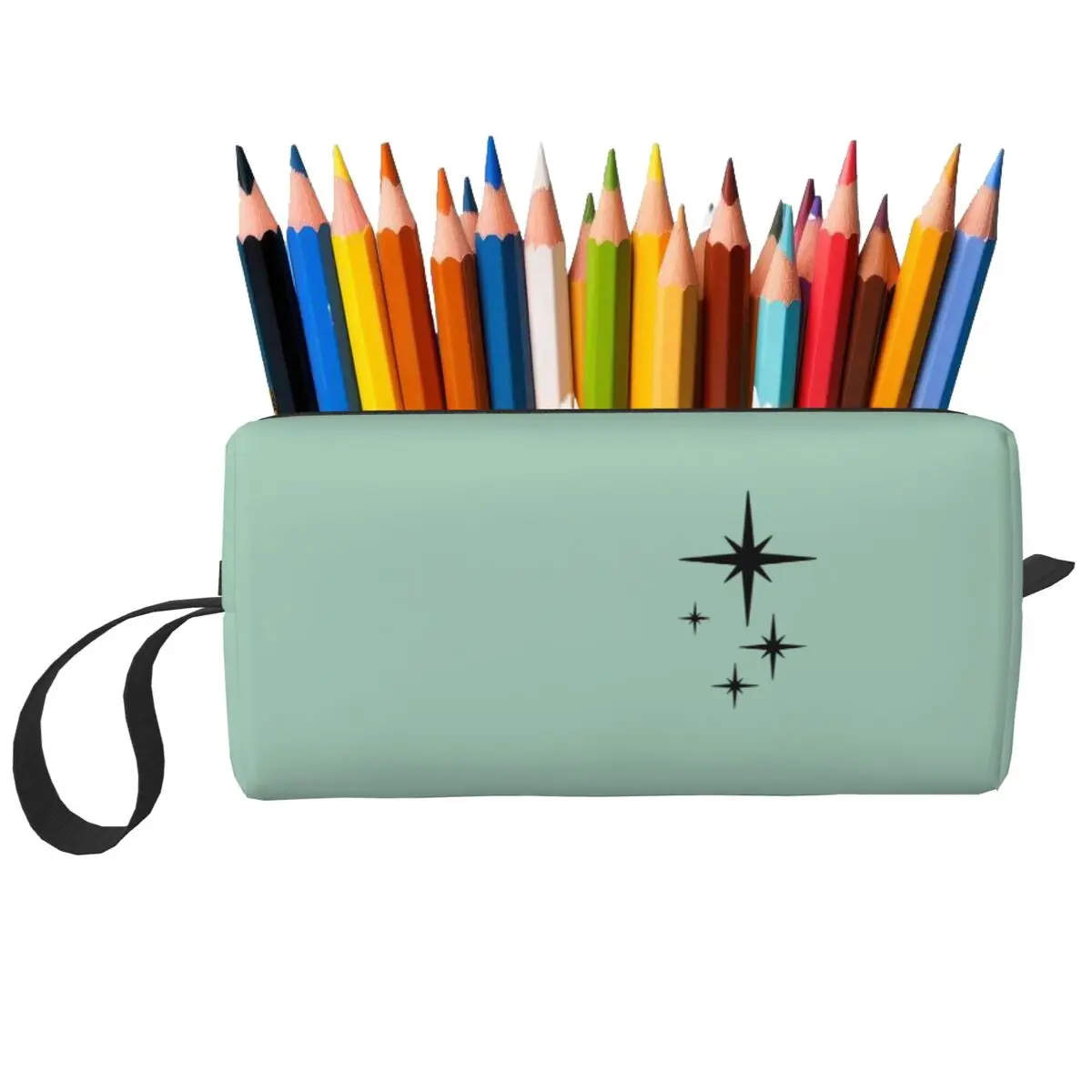 Atomic Age Retro Starburst In Mint Green And Black Makeup Bag  Toiletry Cosmetic Bag for Women Beauty Travel Pencil Case