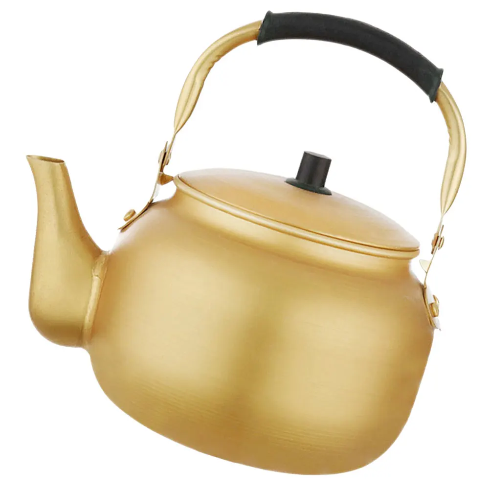 

6L Korean Style Aluminum Rice Pot Golden Stove Kettle Anti Scald Handle Reusable Water Heating Kettle Metal Tea Pot