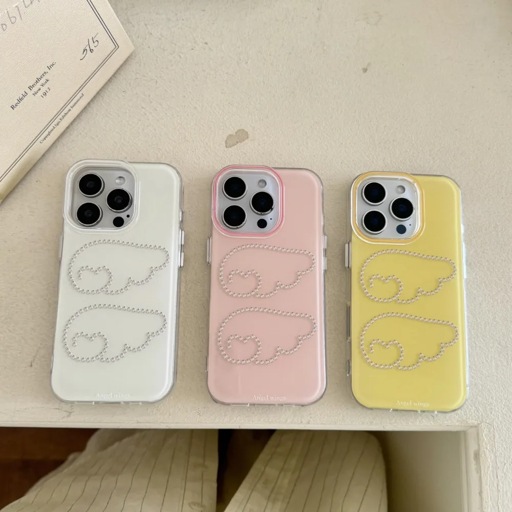Ins Style Dots Wings Phone Case for Samsung Galaxy S26 S25 S24 S23 S22 S21 FE Ultra Plus 4G 5G Feather Texture Back Cover