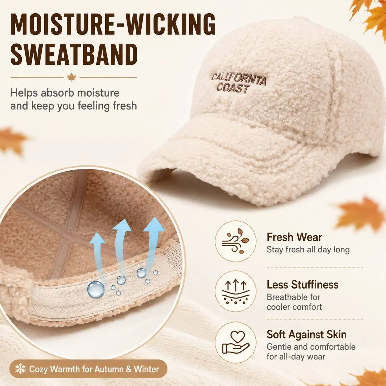 1/2/3PCS Winter Baseball Cap Women Adjustable Lamb Wool Warm Baseball Hat Windproof Solid Color Plush Outdoor Travel Cap
