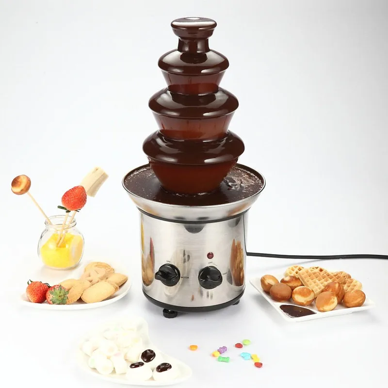 Export four-layer chocolate fountain machine, bakery hotel, 220V small chocolate waterfall melting surface spray machine