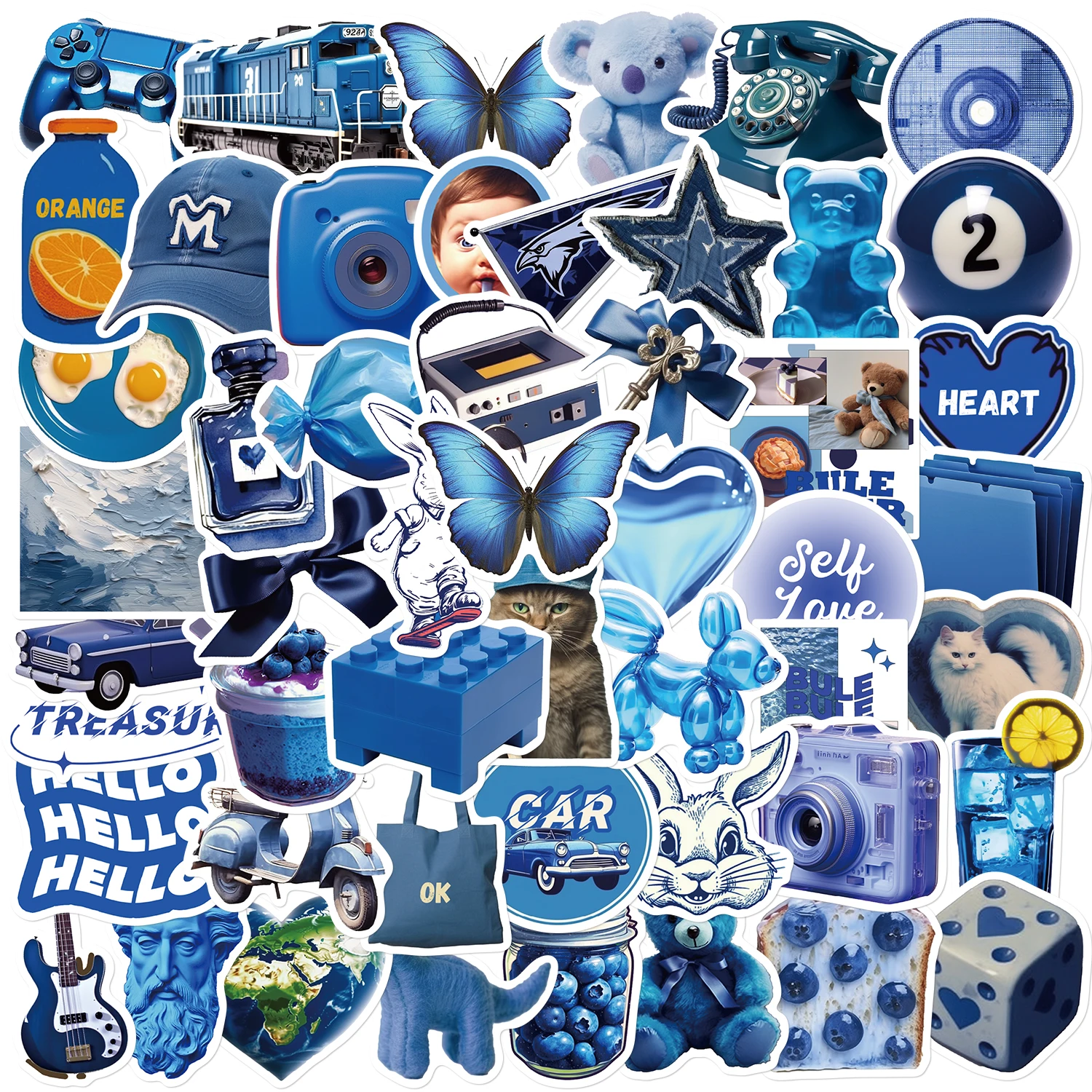 50PCS Deep Blue Ins Wind Aufkleber Notebook Für Laptops Kunst Koffer Fahrrad Telefon Kühlschrank Skateboards Graffiti Aufkleber ﻿