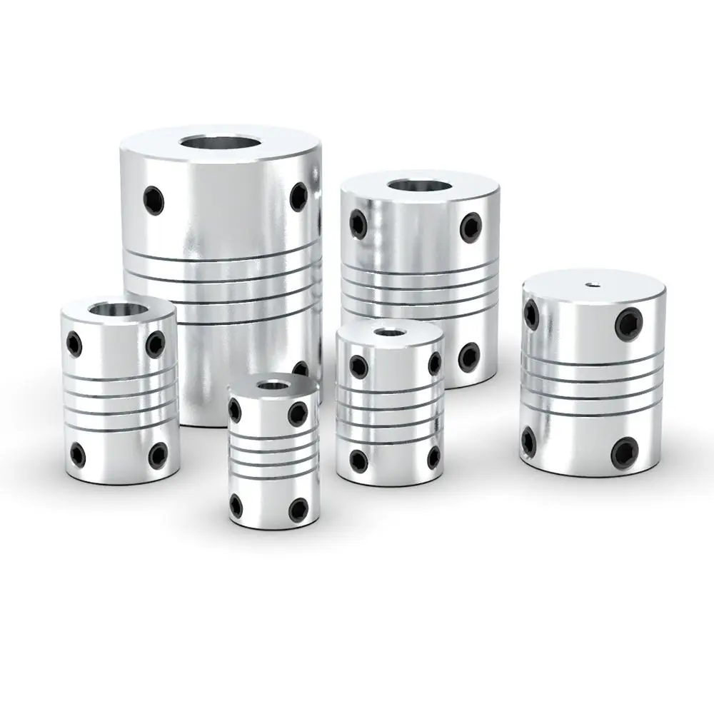 1Pcs D19xL25 Flexible Shaft Coupling 3-10mm Bore Z-Axis Motor Shaft Coupler Smooth Surface Aluminum Alloy Jaw Shaft Coupling