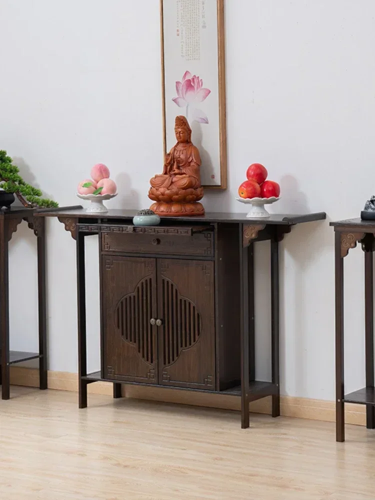 Solid Wood Altar Buddha Shrine Household Buddha Shrine Incense Burner Table Altar Altar Small Buddha Table