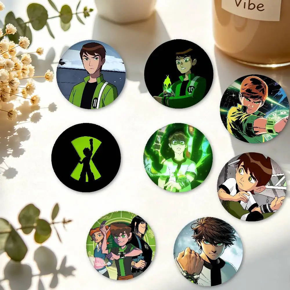 B-BenS Cartoon 10 Badges Creative Tinplate Button PinsBrooch Creative Quotes Badge Clothes Gift For Kids Friends