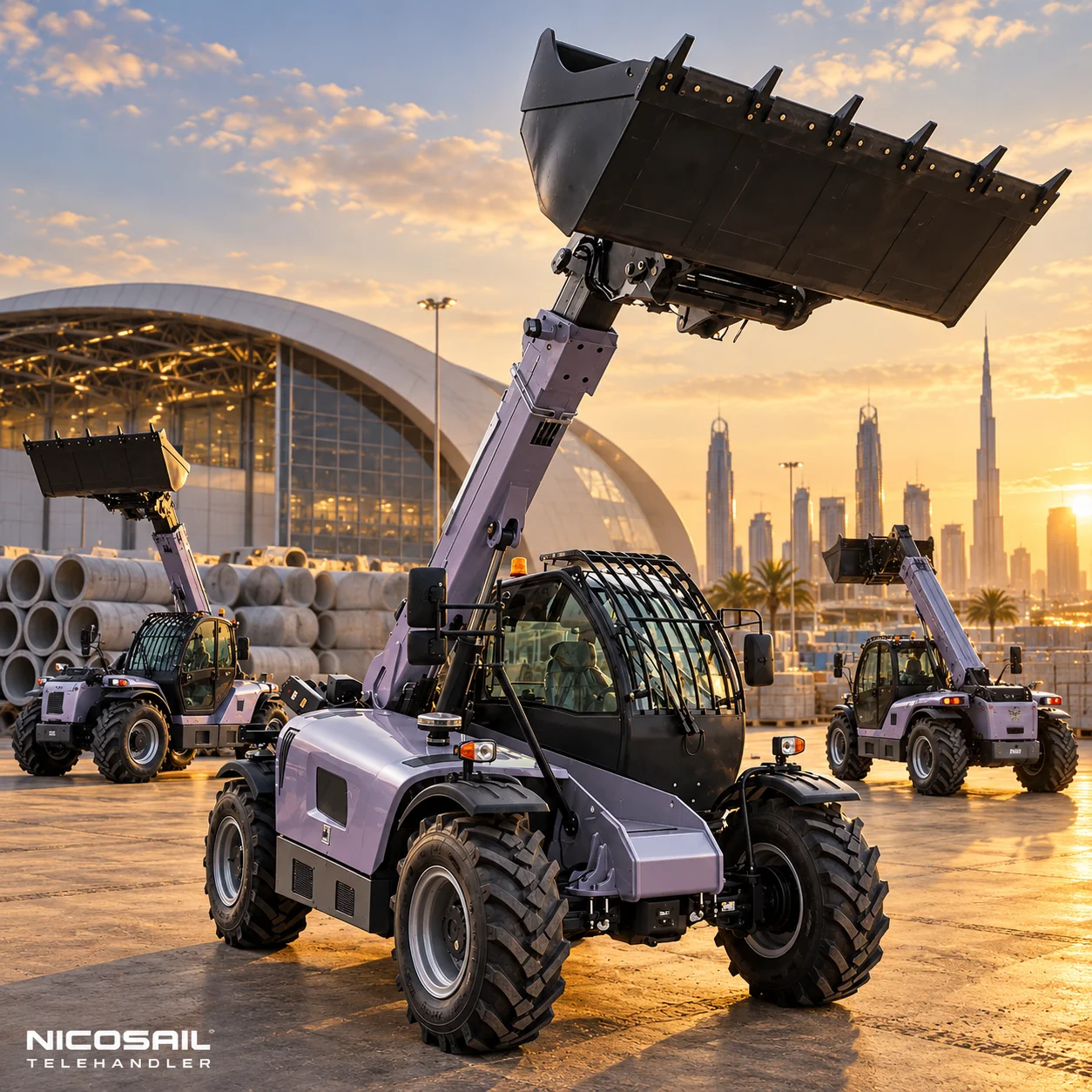 Compact Telescopic Handler with Fork Attachment for Farm Warehouse Construction and Loading Applications