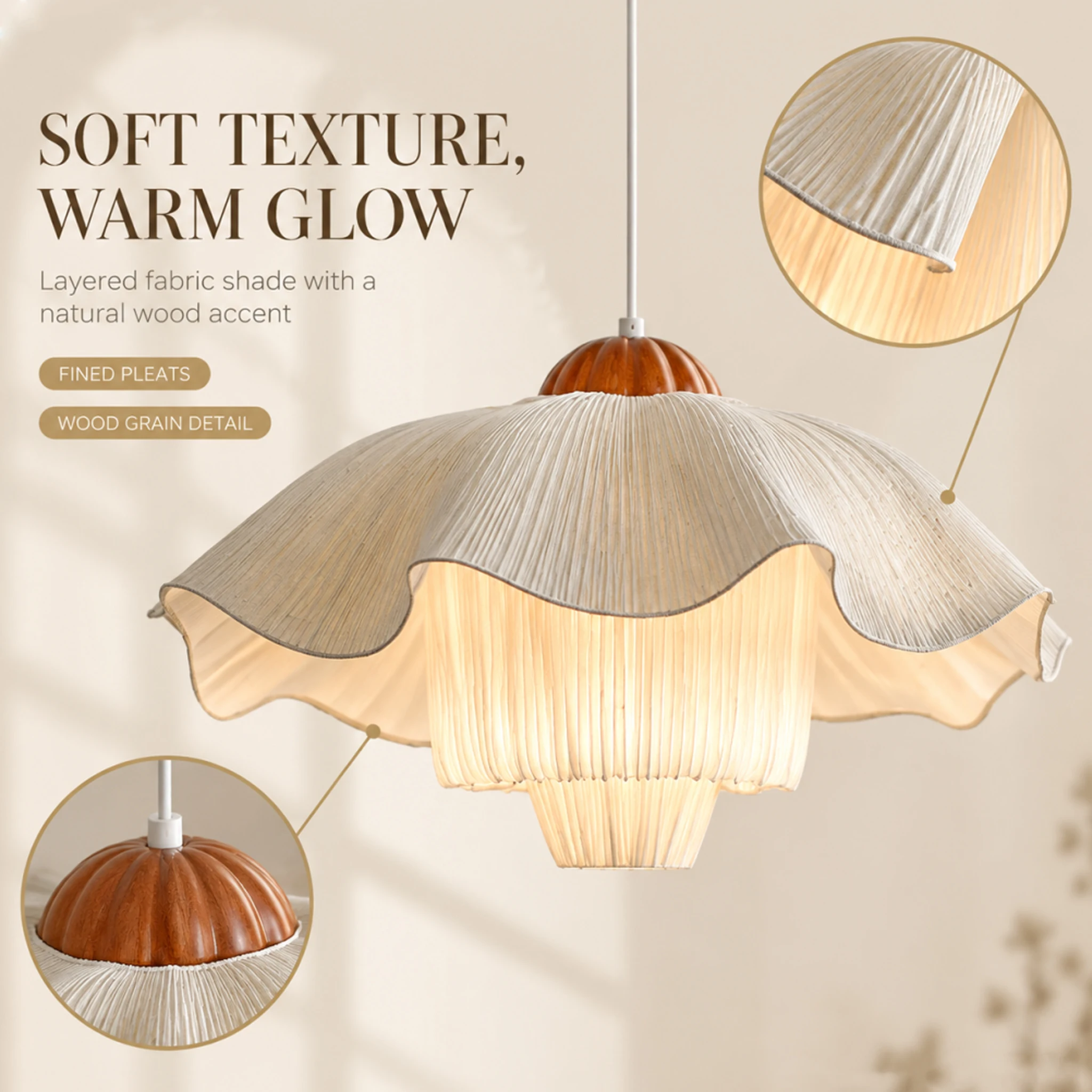 Pleated Fabric Pendant Light Adjustable Ceiling Chandeliers Living Dining Room Bedroom Hallway Cafe Home Decor Pendant Lamp