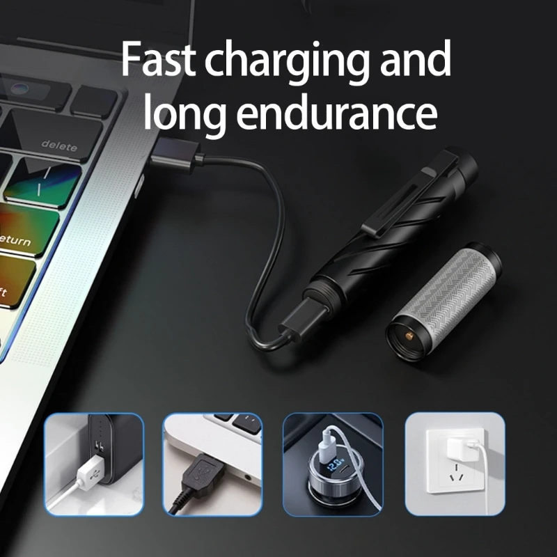 

Перезаряжаемый светодиодный карманный фонарик-ручка с зажимом, ручной фонарик из алюминиевого сплава, водонепроницаемый дорожный