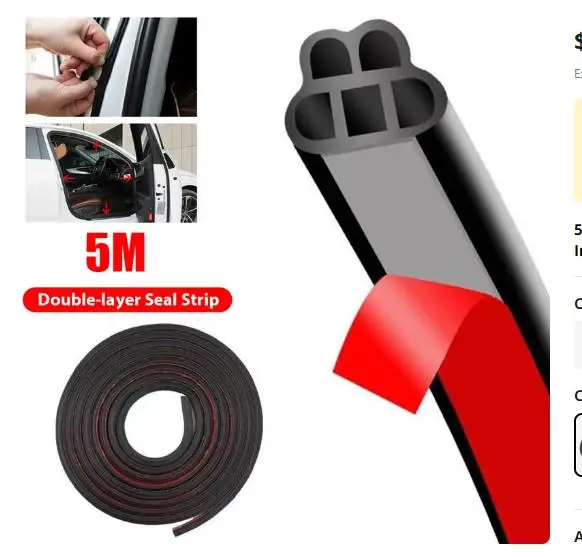 5Meters L-type Car Door Rubber Seal Strip for Ford Focus 2 3 4 MK2 MK3 MK4 Kuga Escape RS ST 2005 - 2017