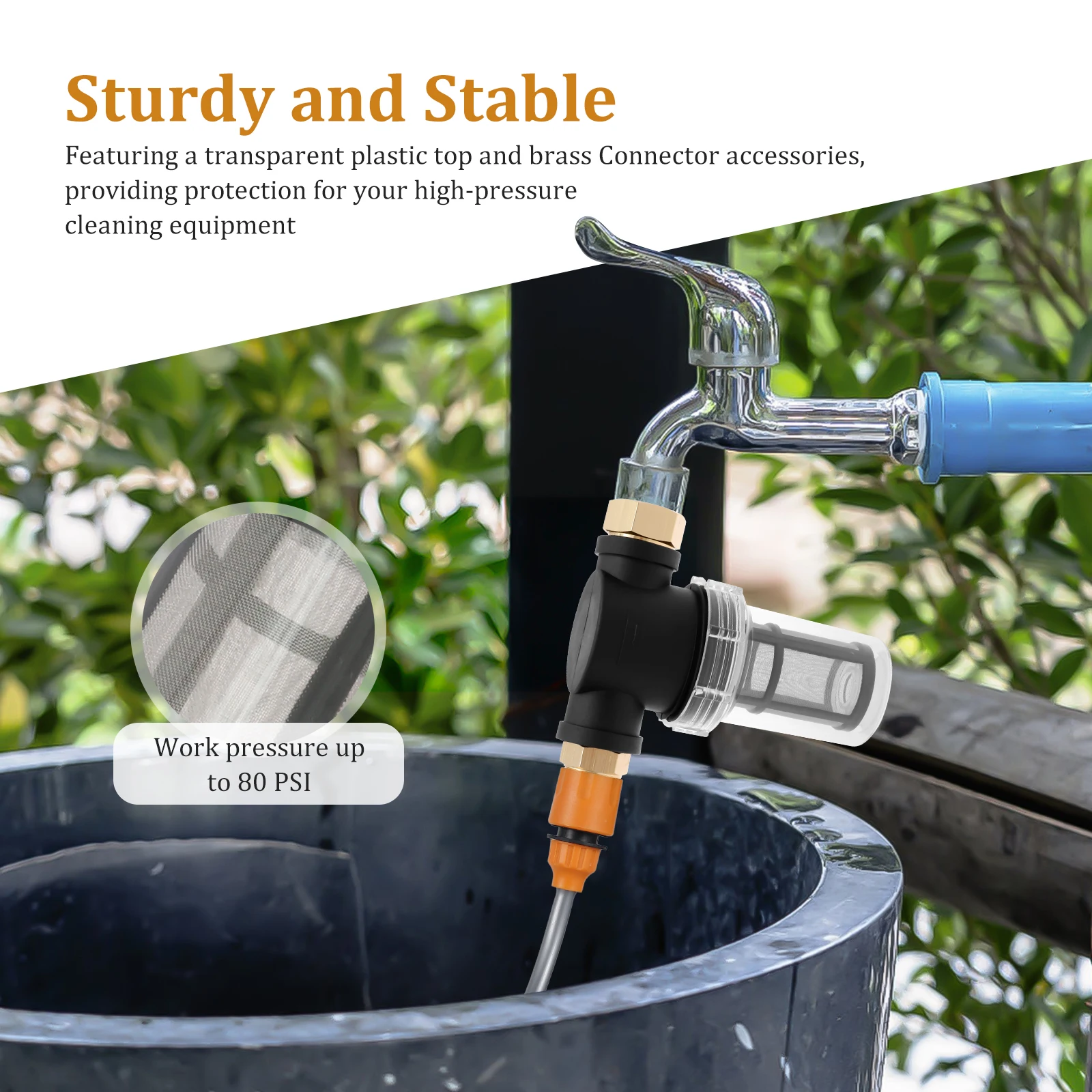 Sediment Filter Attachment Reliable Filter with 50 & 100 Mesh Screen Purification Impurities for Pressure Washer Inlet Water