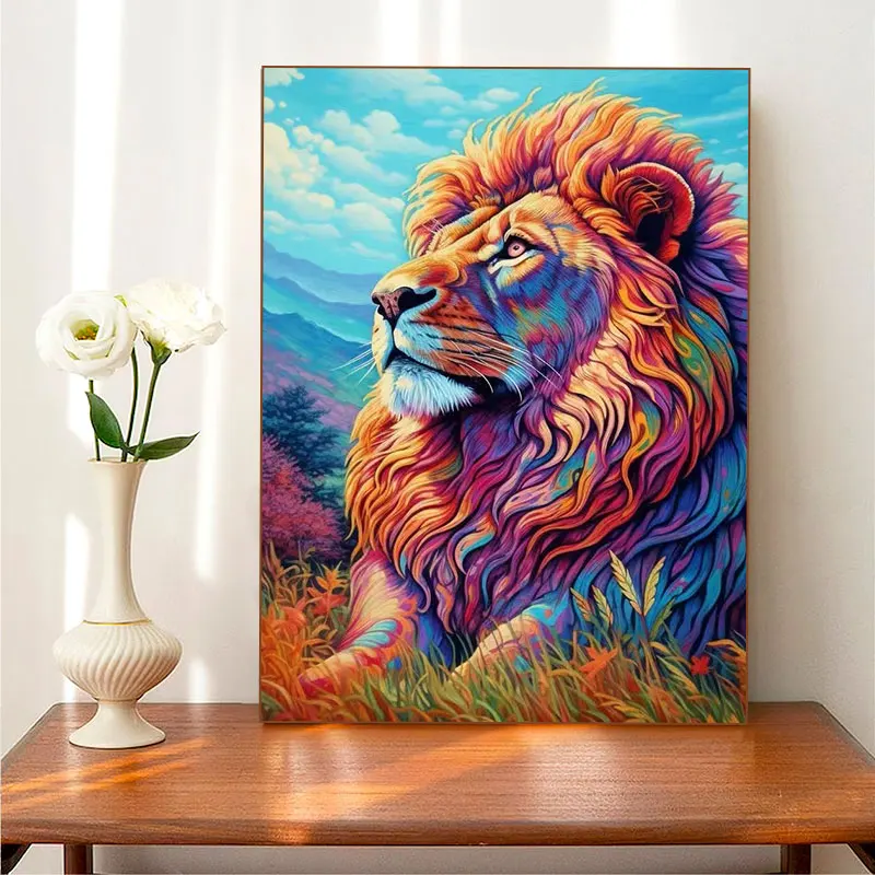 

5d Diy Diamond Painting Round Diamond Painting Kits for Adults Home Decor Diamond Paint Handmade Artwor Lion Animals