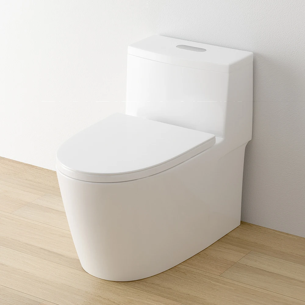 Modern Luxury One Piece Ceramic Toilet Bowl Elongated Sanitary Ware with S-Trap Drainage for Villas and Hotel Bathrooms