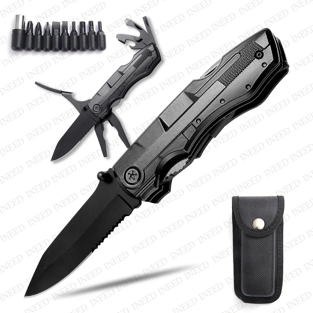 Multi functional tool pliers, screw multi head combination, outdoor portable household maintenance, folding knife pliers