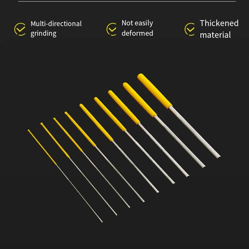 FYBL Diamond Cylindrical File Set, 10Pcs Mini Diameter Round File for Jade Wood Metal Grinding, 150/200 Mesh Precision Grinding