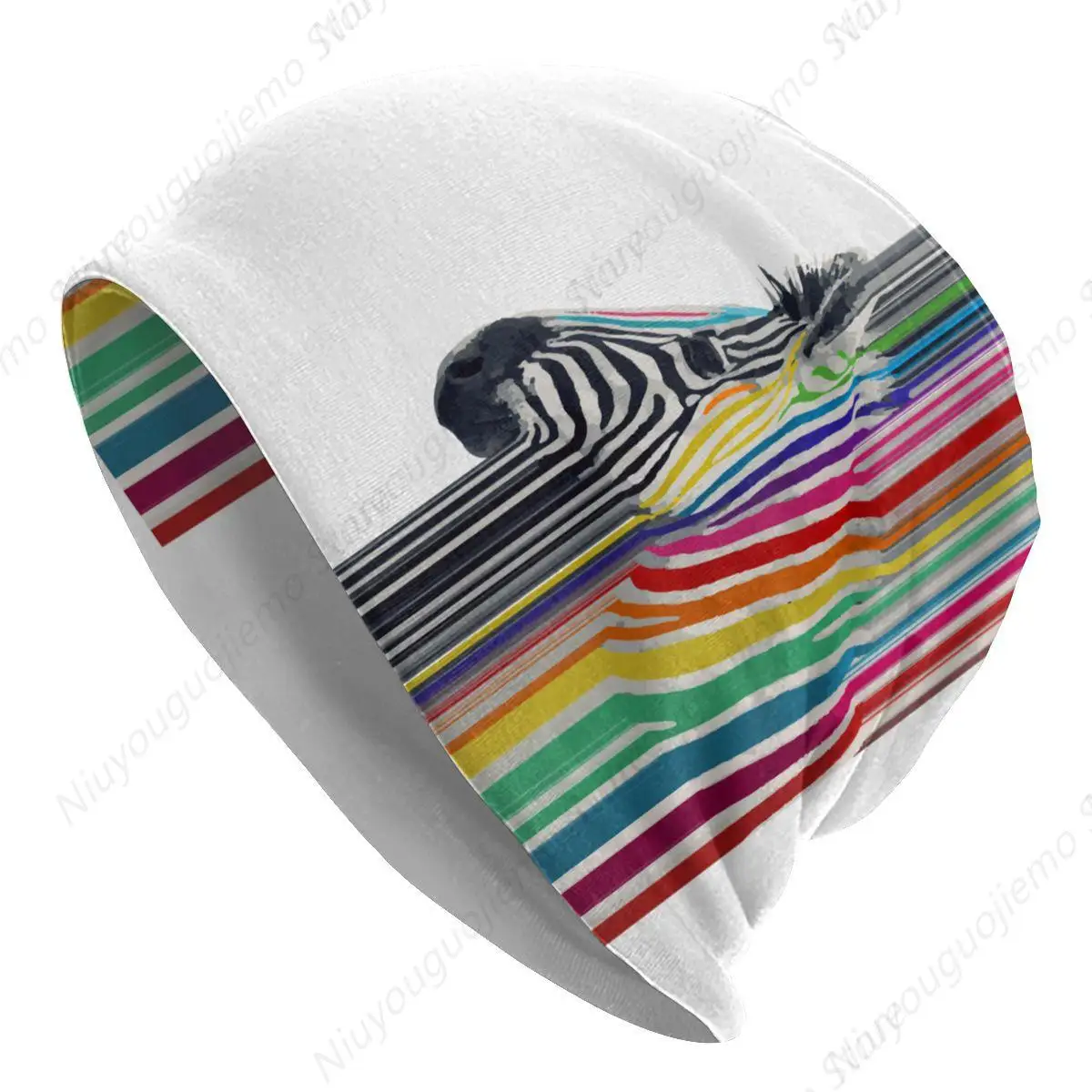 Colorful Vibrant Stripes Zebra Thin Skullies Beanies Autumn Spring Caps For Men Women Zebra Animal Ski Caps Bonnet Hats