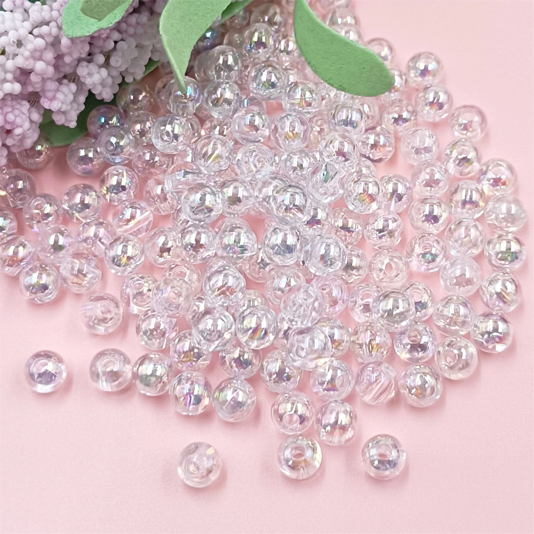 40-200Pcs 4-8mm Acrylic AB Color Transparent Round Loose Beads DIY Jewelry Making Necklace Bracelet Material Wholesale