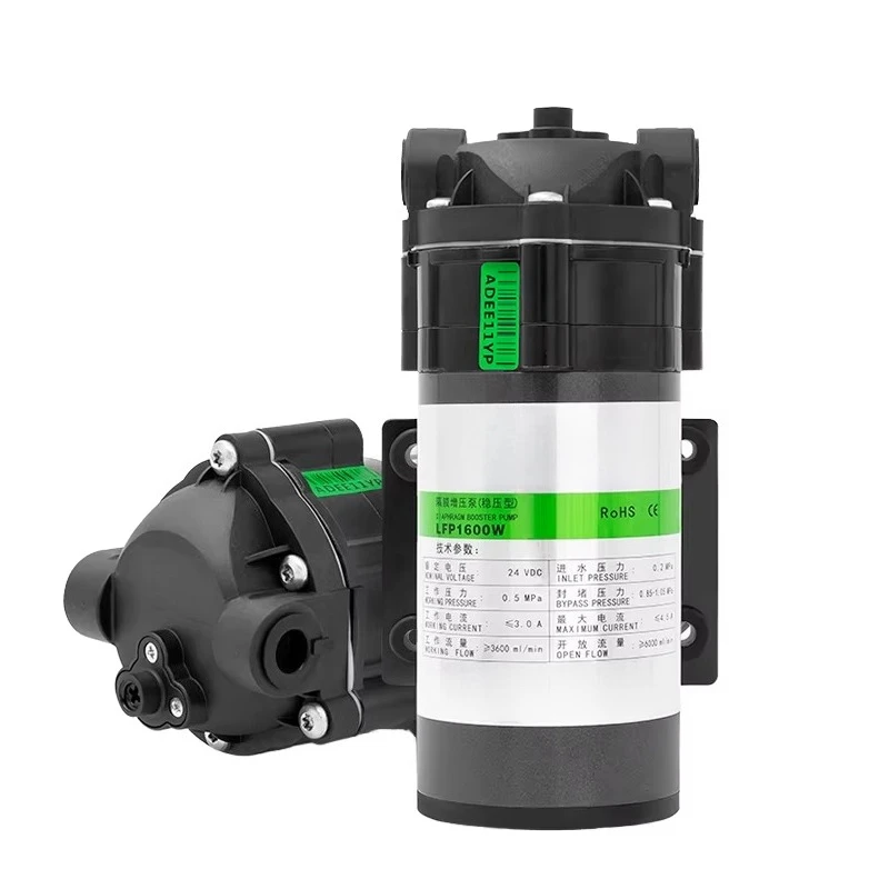 High Efficiency 3.6LPM 24VDc Ro Diaphragm Booster Pump 600gpd Under Sink Transformer Pump for Water Purifier