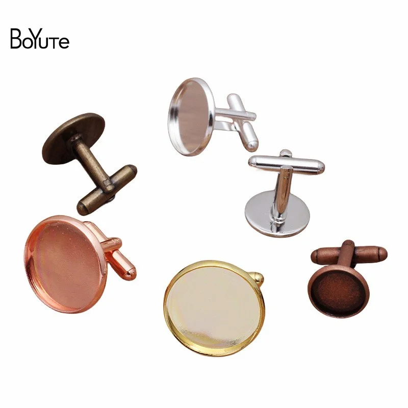 

BoYuTe (20 Pieces/Lot) Blank French Cufflinks with 12-14-16-18-20mm Cabochon Base Diy Sleeve Button Handmade Materials