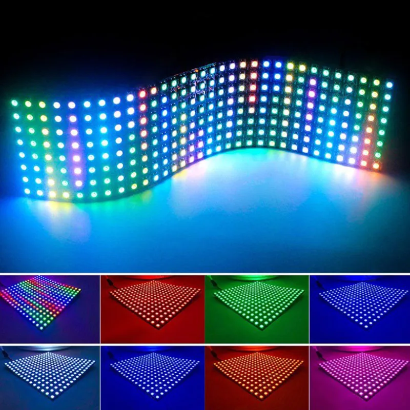 1X DC5V WS2812B Digital LED Flexible Panel Individually Addressable LED 256 Pixels Matrix Screen SP801E APP Controller