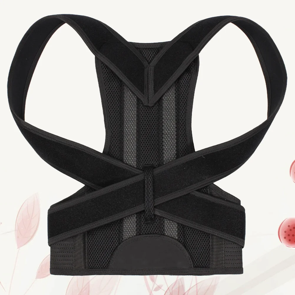 

1 pc Back Brace Supporter Black Adjustable Humpback Correction Belt For Posture Training Breathable Fabric Long Wear Hunchback