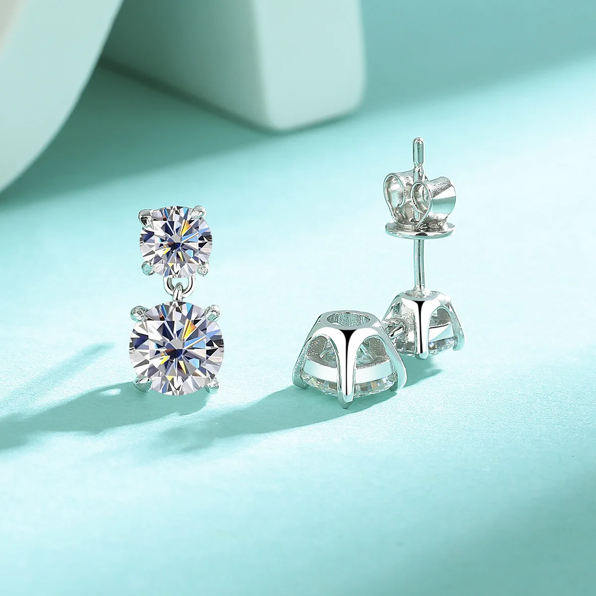 3ct D Color Moissanite Stud Earrings Round Cut Lab Created Diamond 925 Sterling Silver Silver Bridal Jewelry For Women Gifts