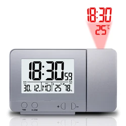 Projection Digital Temperature Humidity Clock Electronic LCD Thermometer Hygrometer Alarm Projector Time Watch USB Tool Home