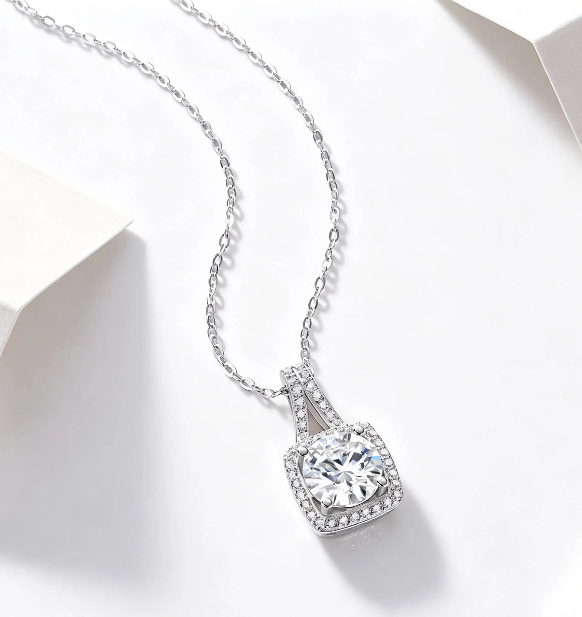 

Classic S925 Sterling Silver Cushion Cut Necklace Adjustable Chain Women Jewelry Mother's Day Gift For Mom
