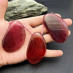 10PCS Side Drilled Large Red Dragon Veins Agates Slice Pendant Beads,Irregular Focus Beads