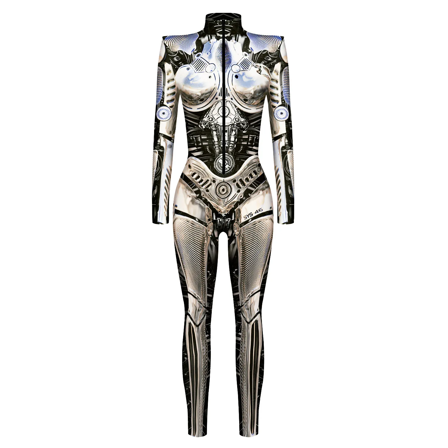 Mechanischer Roboter Punk Jumpsuit Catsuit Sexy Damen Cosplay Kostüme Zentai Performance Halloween Weihnachtsfeier Bodysuit – Detail 16