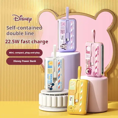 Nuevo Banco de energía certificado Disney 3c con línea dual integrada de 10000mah 22,5 w carga súper rápida regalo de Navidad banco de energía móvil