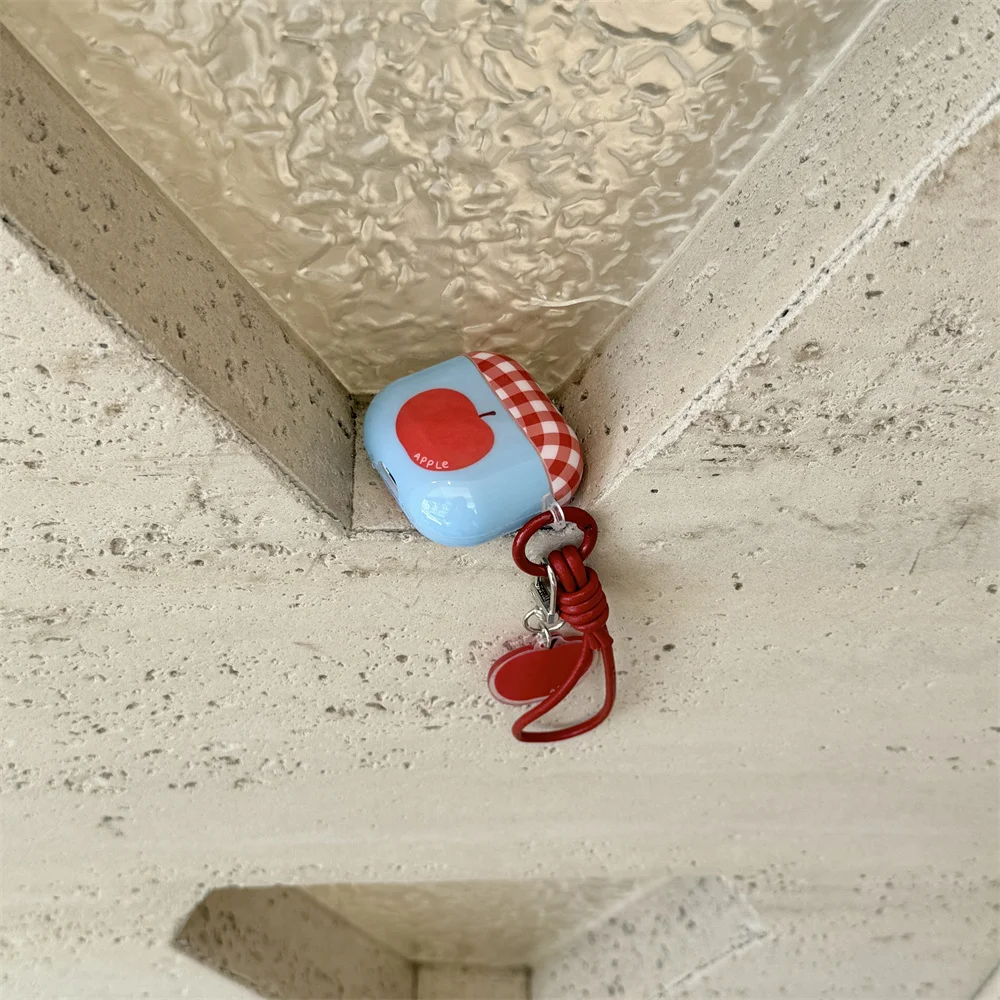 Apple Airpods 4 3 2 Pro 2 Apple Lucu dengan Tali Liontin dan Casing Pengisi Daya Earphone Silikon Menawan, Cocok untuk Airpods Pro2 F