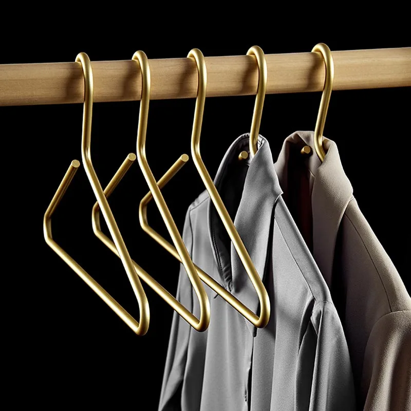 5pcs Solid Metal Hangers for Coat Durable Seamless Matte Gold/Sliver Clothes Trousers Sweater Storage Racks Hangers Organizer