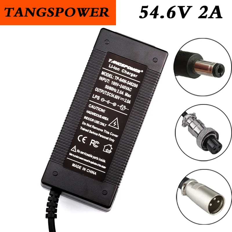 

54.6V 2A Lithium Battery Charger For 13S 48V 2A Charger Li-ion Battery pack Charger Fast Charging With Connectors