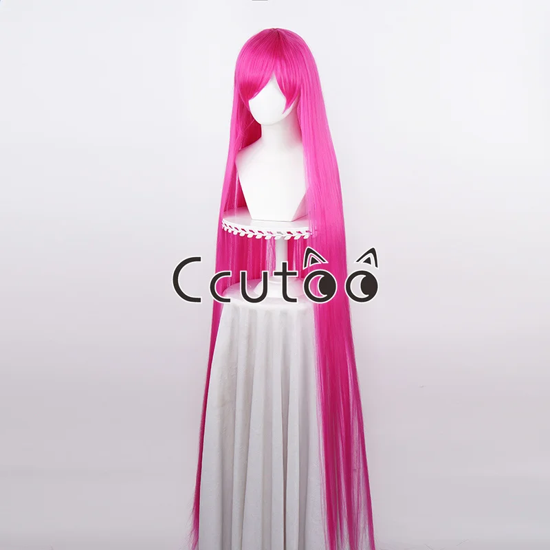 59inch 150cm Long Straight Wigs Rose Red Synthetic Cosplay Wigs Hair High Temperature Daily Halloween Party Play Role