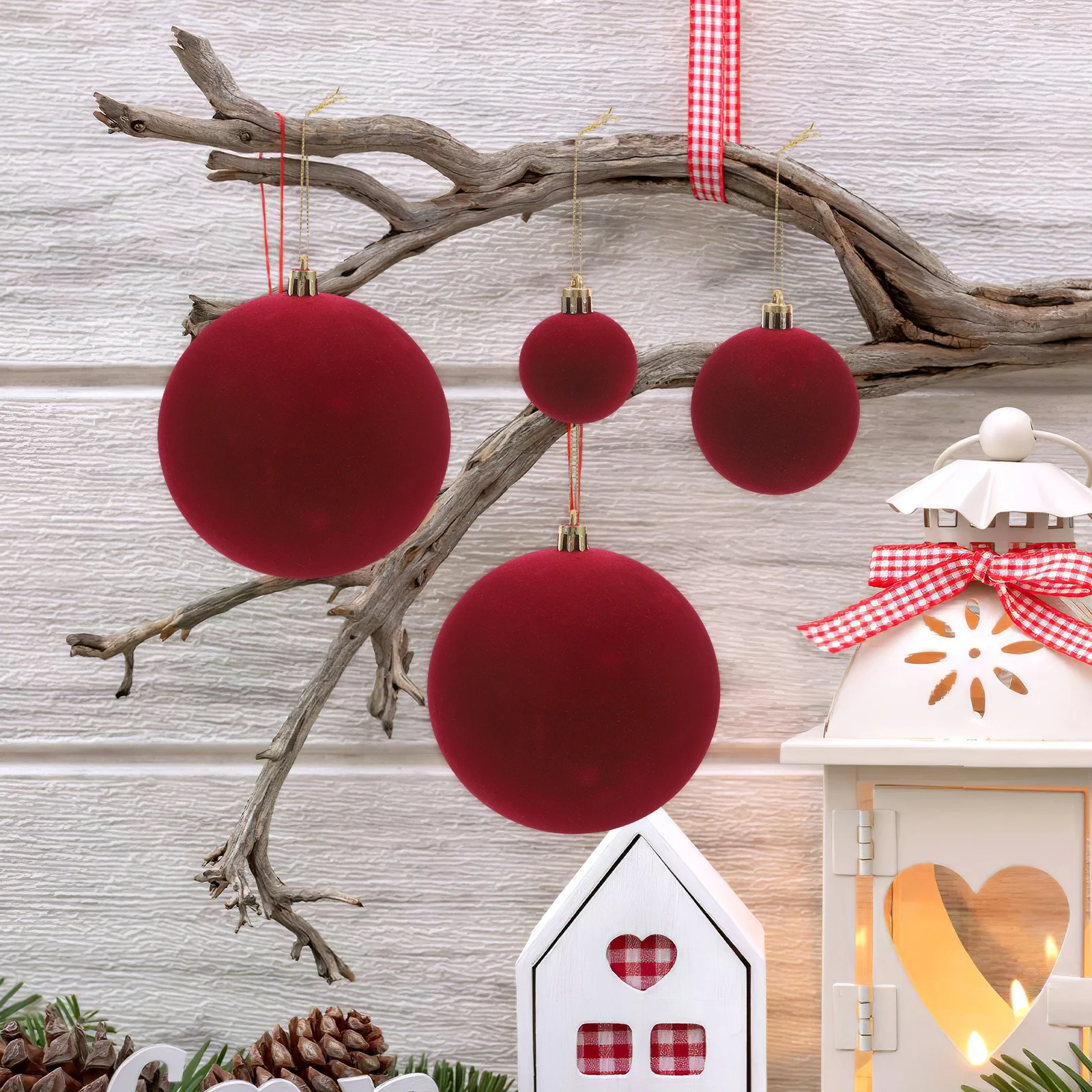 

15Pcs Ball Ornaments for Valentine Day Romantic Party Room Decoration Soft Elegant Design Velvet Ornament Velvet Ornaments