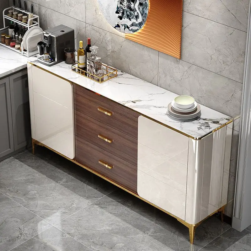 

Italian light luxury paint dining side cabinet fashion rock slab simple household rock slab teacabinet cupboard large capacity