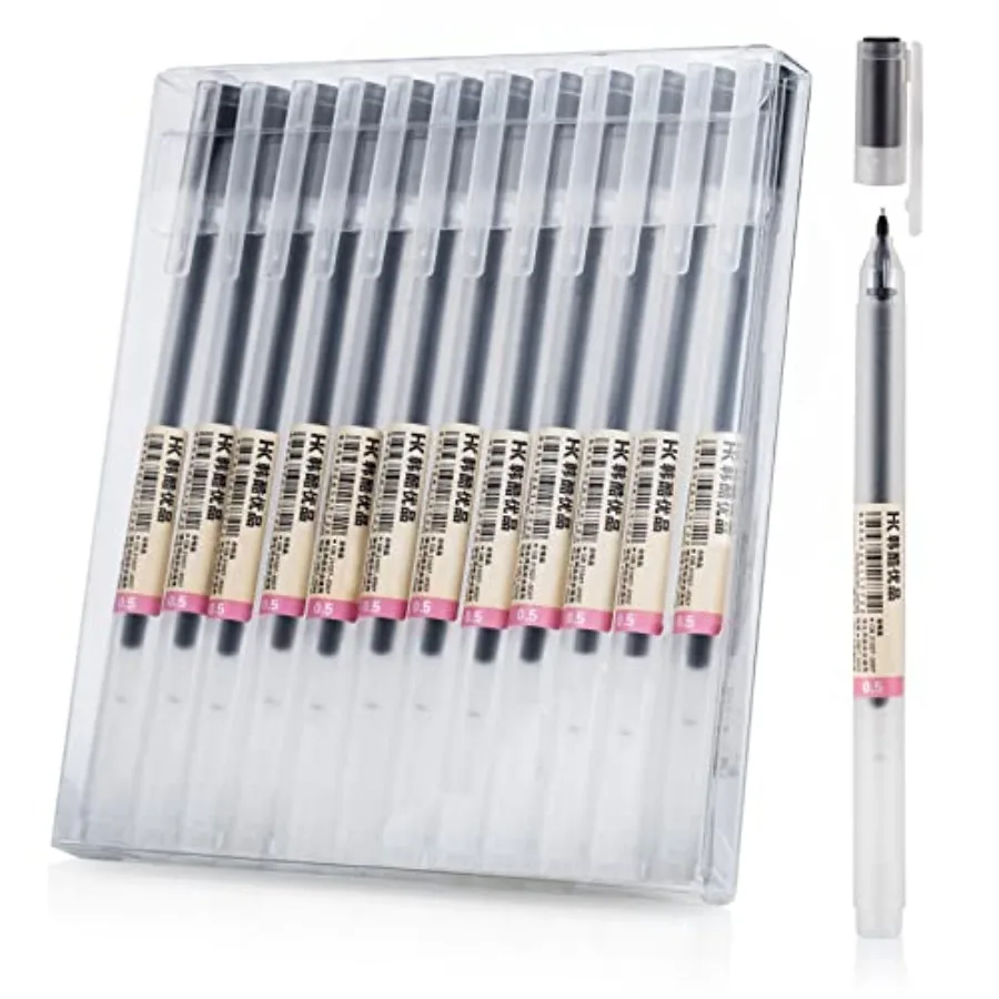 

Premium Black Gel Pens, [0.5mm] Extra Fine Point Pens Smooth Writing Ballpoint Pens for Japanese Office School Stationery Suppl