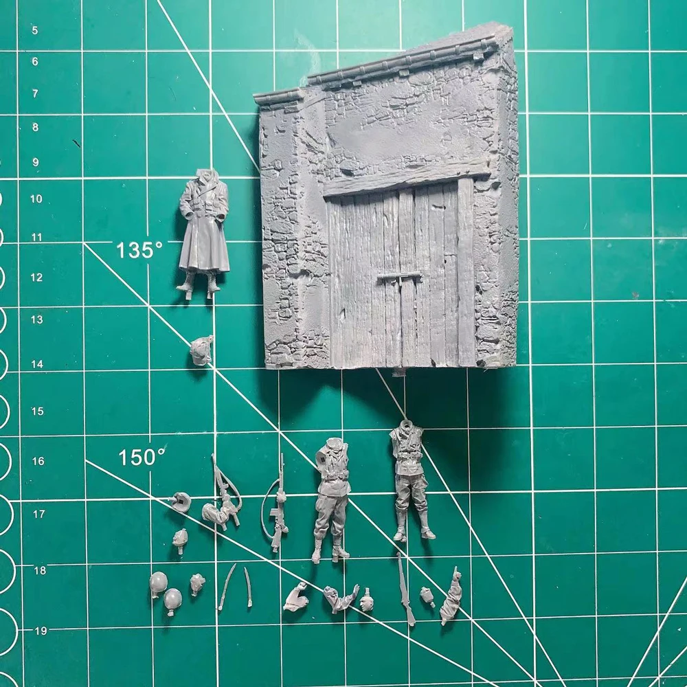 1/35 Resin Model Figure Kits GK , Three People，Including Scene，Military Theme，Unassembled And Unpainted,390C