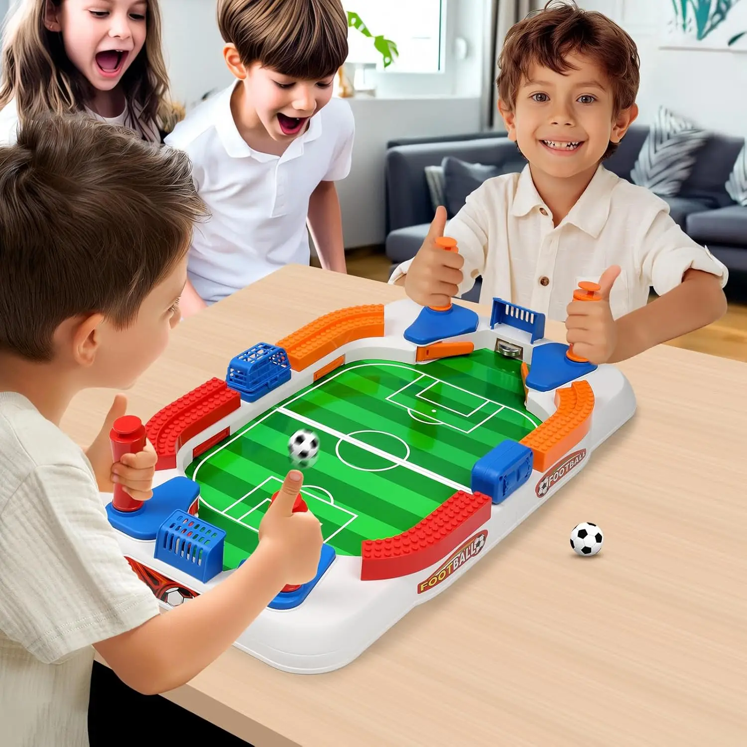 

Mini Tabletop Soccer Game Double Flip Control High Barrier Foosball Board Game for Adults Indoor Home Entertainment Football Toy