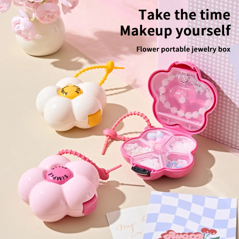 

Creative Flowers Storage Box Pendant Waterproof Dopamine Organizer Box Portable Plastic Jewelry Case Earrings and Necklaces