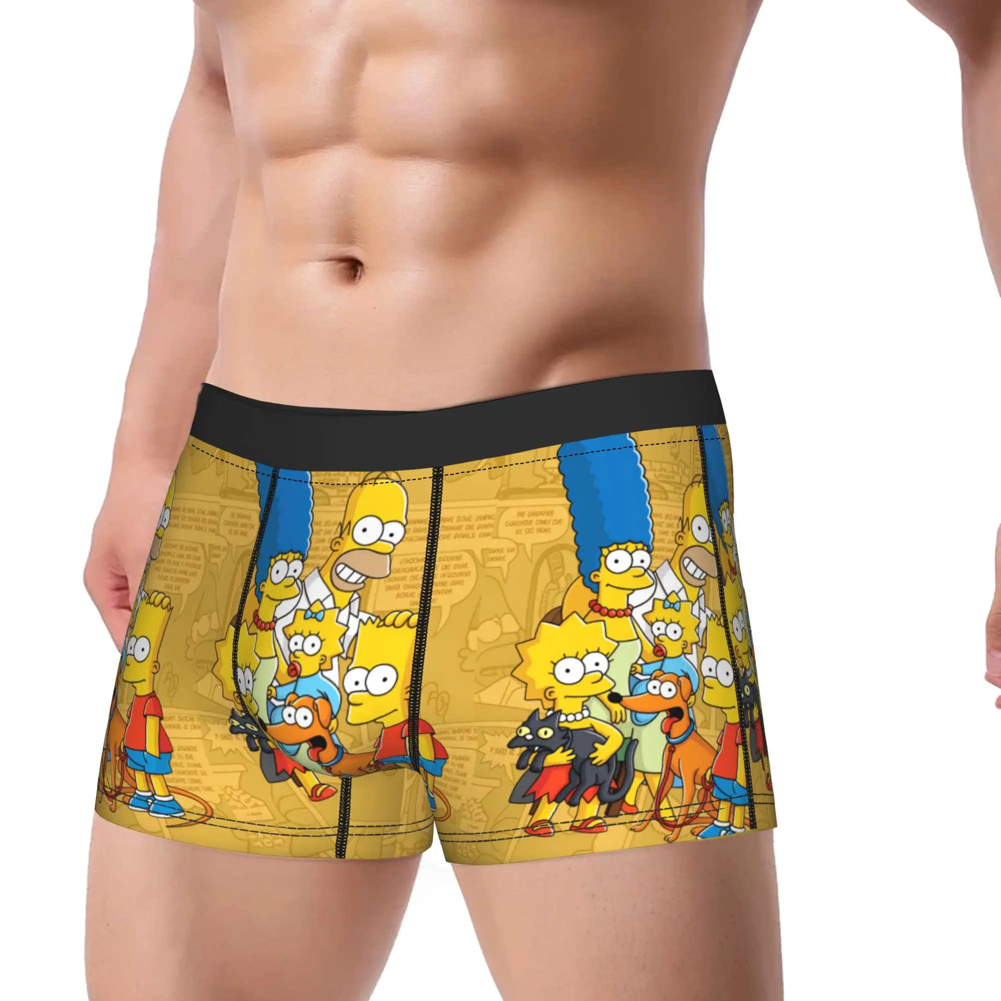 Funny S-Simpsons Family Portrait Underwear  Men's Shorts Briefs Soft Trend Trunk Quality Customs Plus Size Panties