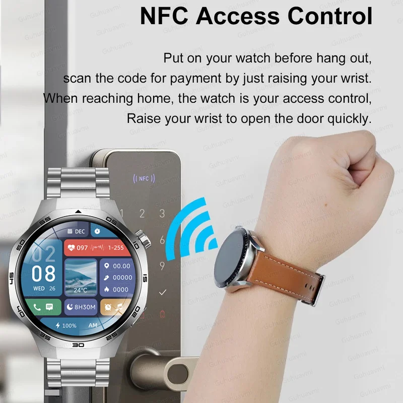 2025 New For Huawei Xiaomi GT5Pro Smart Watch Men NFC GPS Tracker Sapphire AMOLED Screen Heart Rate Bluetooth Call SmartWatch