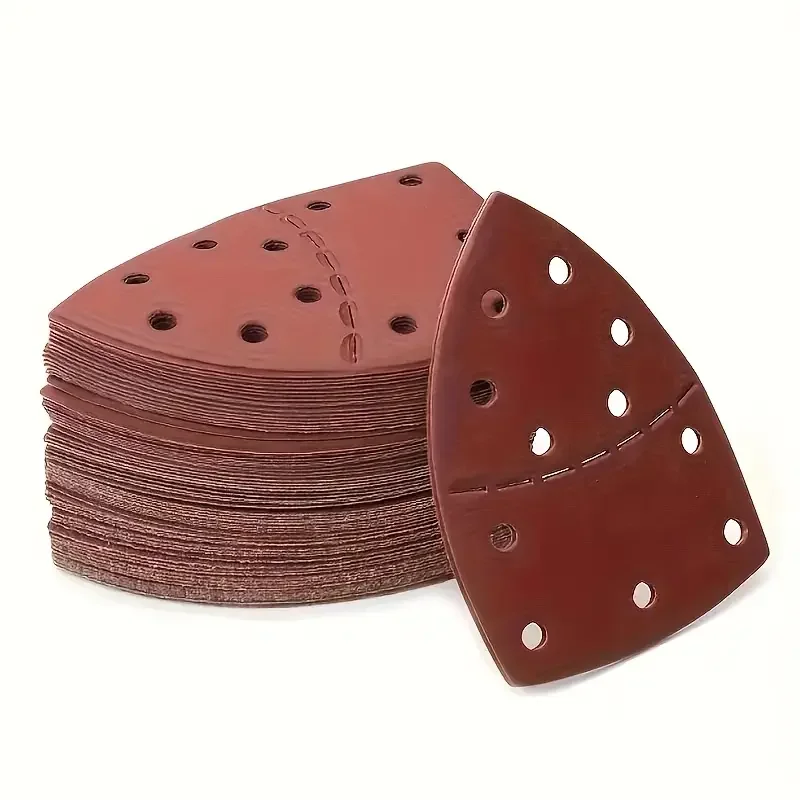 30 قطعة من ورق الصنفرة المثلث ذو 11 فتحة 40-240 - ألومينا لمجموعة متنوعة من نسيج النجارة والطحن والتلميع الجاف